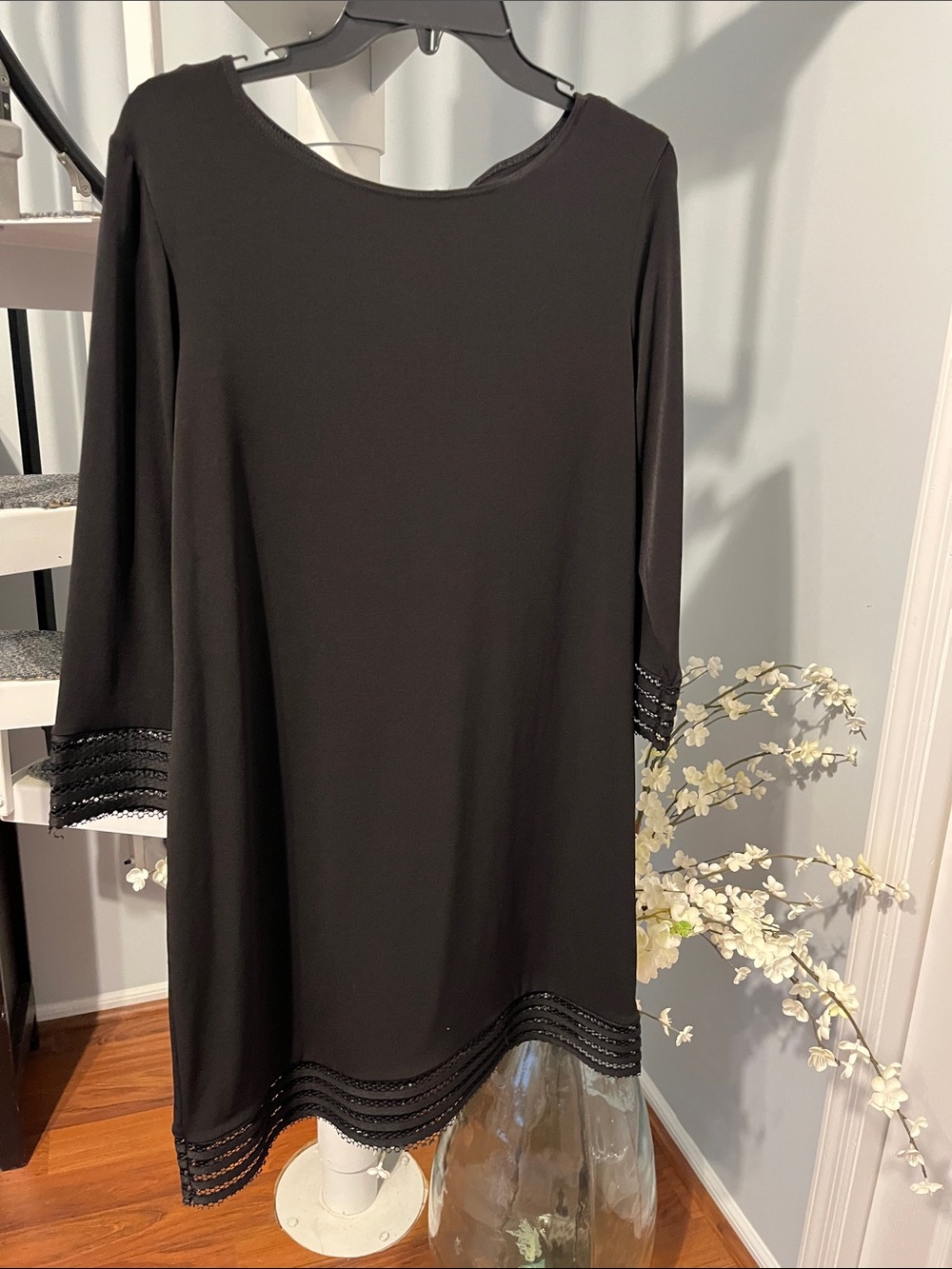 Tiana black swing dress with bell sleeves size 14